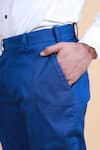 Buy_Raghavendra Rathore Blue_Blue Cotton Plain Straight Pant _Online_at_Aza_Fashions