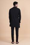 Shop_Raghavendra Rathore Blue_Black Cotton Plain Mandarin Collar Kurta _at_Aza_Fashions