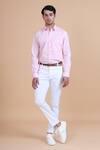 Buy_Raghavendra Rathore Blue_Pink Cotton Plain Shirt _at_Aza_Fashions