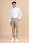 Buy_Raghavendra Rathore Blue_White Cotton Plain Mandarin Collar Shirt _Online_at_Aza_Fashions