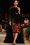 Buy_Varun Bahl_Black Tulle Embroidered Floral Ruffle Corset Top And Skirt Set  _at_Aza_Fashions