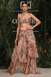 Buy_Varun Bahl_Pink Organza, Tulle Floral Sweetheart Neck Embroidered Skirt And Corset Top Set _at_Aza_Fashions