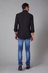 Shop_Rohit Bal_Blue Denim Floral Motif Regular Fit Jeans _at_Aza_Fashions
