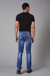 Shop_Rohit Bal_Blue Denim Crown Motif Embroidered Jeans _at_Aza_Fashions