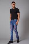 Buy_Rohit Bal_Blue Denim Embroidered Red Chilli Jeans _at_Aza_Fashions