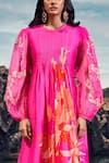 Shop_Archana Shah_Pink Bemberg Silk Embroidered Sequin Round Pleated Tunic Dress _at_Aza_Fashions