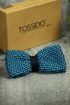 Buy_Tossido_Blue Embroidered Zig Zag Pattern Bow Tie_at_Aza_Fashions