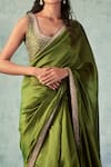 Shop_Punit Balana_Green Organza Silk Saree With Blouse_at_Aza_Fashions