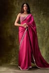Buy_Punit Balana_Pink Organza Silk Saree With Blouse_at_Aza_Fashions