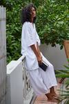 Shop_Kharakapas_White Cotton Plain V Neck Tunic And Pant Set _at_Aza_Fashions