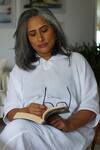 Shop_Kharakapas_White Cotton Plain V Neck Tunic And Pant Set _Online_at_Aza_Fashions