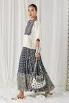 Buy_Heena Kochhar_Blue Silk Linen Ashmiza Blouse And Printed Skirt Set_Online_at_Aza_Fashions