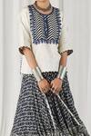 Shop_Heena Kochhar_Blue Silk Linen Ashmiza Blouse And Printed Skirt Set_Online_at_Aza_Fashions