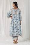 Shop_Heena Kochhar_Blue Silk Linen Asfaq Floral Print Choga And Salwar Set_at_Aza_Fashions