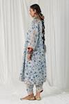 Heena Kochhar_Blue Silk Linen Asfaq Floral Print Choga And Salwar Set_Online_at_Aza_Fashions