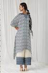 Shop_Heena Kochhar_Beige Silk Linen Asalah Printed Kaftan And Pant Set_at_Aza_Fashions