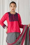 Heena Kochhar_Pink Arub Printed Saree With Blouse_Online_at_Aza_Fashions
