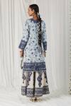 Shop_Heena Kochhar_Blue Silk Linen Anbaar Floral Print Kurta Gharara Set_at_Aza_Fashions