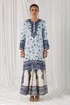 Heena Kochhar_Blue Silk Linen Anbaar Floral Print Kurta Gharara Set_Online_at_Aza_Fashions