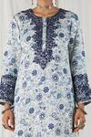 Buy_Heena Kochhar_Blue Silk Linen Anbaar Floral Print Kurta Gharara Set_Online_at_Aza_Fashions
