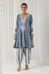 Heena Kochhar_Blue Alina Silk Linen Anarkali Set_Online_at_Aza_Fashions