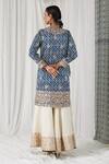Shop_Heena Kochhar_Blue Silk Linen Annam Printed Kurta Gharara Set_at_Aza_Fashions