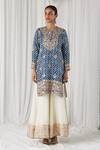 Heena Kochhar_Blue Silk Linen Annam Printed Kurta Gharara Set_Online_at_Aza_Fashions