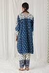 Shop_Heena Kochhar_Blue Alifa Silk Linen Kurta And Salwar Set_at_Aza_Fashions