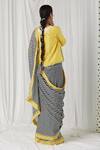 Shop_Heena Kochhar_Yellow Georgette Arwaa Striped Saree With Chanderi Blouse_at_Aza_Fashions