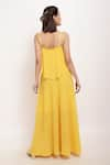 Shop_Ranng Label_Yellow Poly Georgette Square Neck Strappy Maxi Dress _at_Aza_Fashions