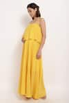 Buy_Ranng Label_Yellow Poly Georgette Square Neck Strappy Maxi Dress _Online_at_Aza_Fashions