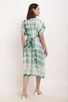 Shop_Ranng Label_White Viscose V Neck Tie Dye Dress With Belt _at_Aza_Fashions