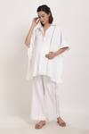 Buy_Ranng Label_White Linen Thread Spread Collar Tunic And Palazzo Set _at_Aza_Fashions