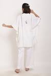 Shop_Ranng Label_White Linen Thread Spread Collar Tunic And Palazzo Set _at_Aza_Fashions