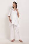 Ranng Label_White Linen Thread Spread Collar Tunic And Palazzo Set _Online_at_Aza_Fashions