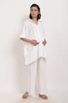 Buy_Ranng Label_White Linen Thread Spread Collar Tunic And Palazzo Set _Online_at_Aza_Fashions