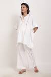 Shop_Ranng Label_White Linen Thread Spread Collar Tunic And Palazzo Set _Online_at_Aza_Fashions