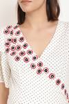 Shop_Ranng Label_Black Rayon Polka Dot And Thread V Neck Wrap Dress _Online_at_Aza_Fashions