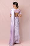 Shop_Pinup By Astha_Purple Satin Georgette Pre-draped Saree With Blouse_at_Aza_Fashions