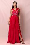 Buy_Pinup By Astha_Georgette Sequin Embroidered Gown_at_Aza_Fashions