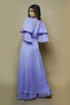 Shop_Ahi Clothing_Purple Viscose Organza Lining- Heavy Balloon Sleeves Cape And Palazzo Set _at_Aza_Fashions