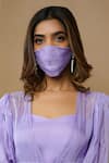 Ahi Clothing_Purple Viscose Organza Lining- Heavy Balloon Sleeves Cape And Palazzo Set _at_Aza_Fashions