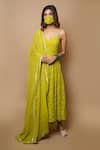 Ahi Clothing_Green Kurta- Chikankari Georgette Embroidery Thread And Anarkali Palazzo Set _Online_at_Aza_Fashions