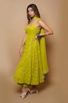 Buy_Ahi Clothing_Green Kurta- Chikankari Georgette Embroidery Thread And Anarkali Palazzo Set _Online_at_Aza_Fashions