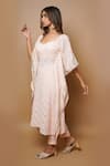 Buy_Ahi Clothing_Peach Kaftan- Chikankari Georgette And Pant & Bustier- Viscose Style Tunic & Set _at_Aza_Fashions