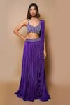 Ahi Clothing_Purple Crepe Lining- Heavy Shantoon Embroidery Draped Lehenga With Blouse _Online_at_Aza_Fashions