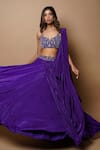 Shop_Ahi Clothing_Purple Crepe Lining- Heavy Shantoon Embroidery Draped Lehenga With Blouse _Online_at_Aza_Fashions