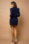 Shop_Ahi Clothing_Blue Cotton Plain Blazer Notched Lapel Collar Jacket And Skirt Set _at_Aza_Fashions