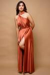 AHI Clothing_Brown Satin Maxi Dress_Online_at_Aza_Fashions