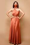 Shop_AHI Clothing_Brown Satin Maxi Dress_Online_at_Aza_Fashions